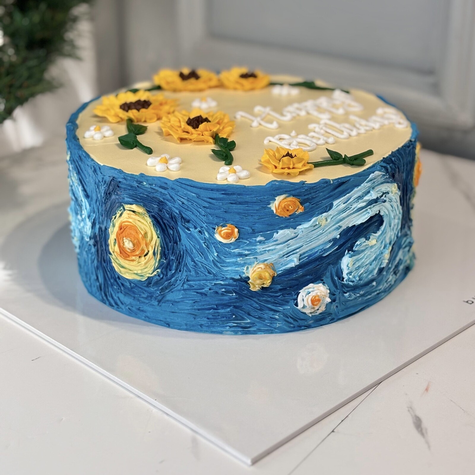 Ayçiçekli Yıldızlı Gece Pastası