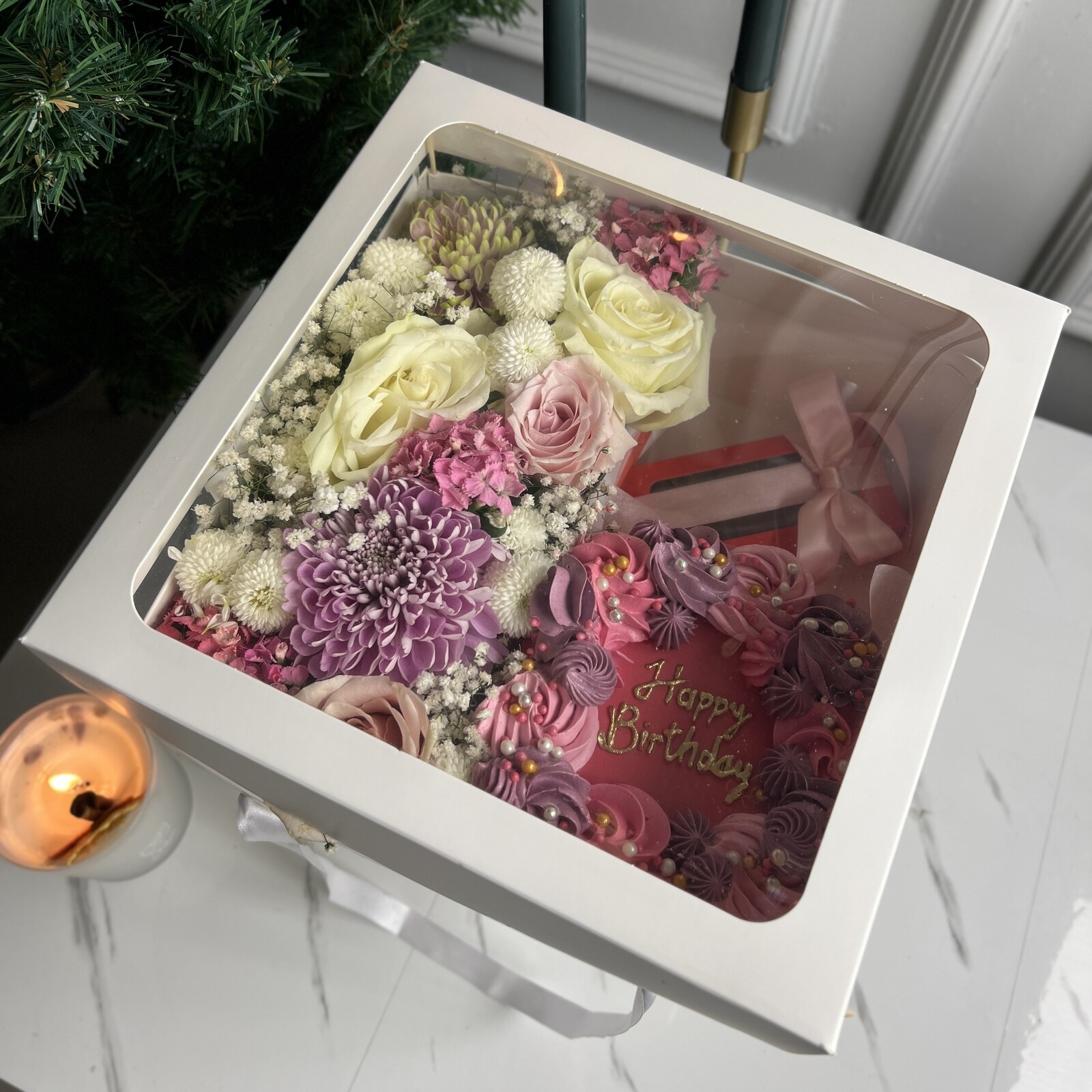 Çiçekli Pasta Kutusu