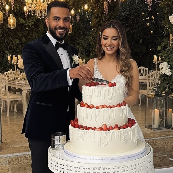 Çilek Süslemeli Kremalı Nişan Pastası