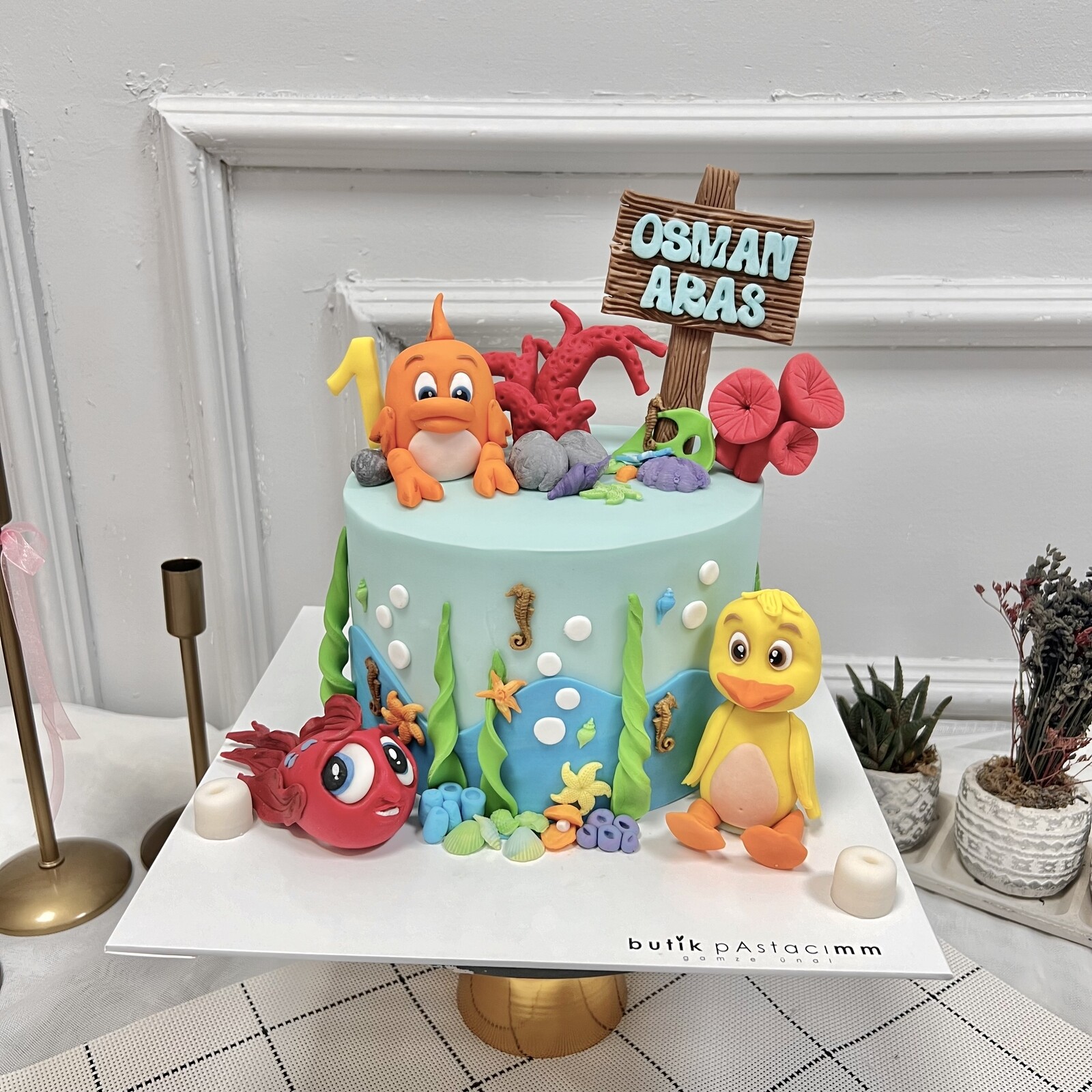 Deniz Hayvanları Figürlü Pasta