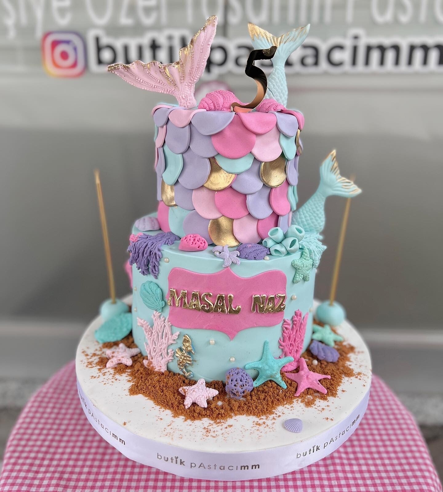 Deniz Kızı Konseptli Kız Çocuk Pastası