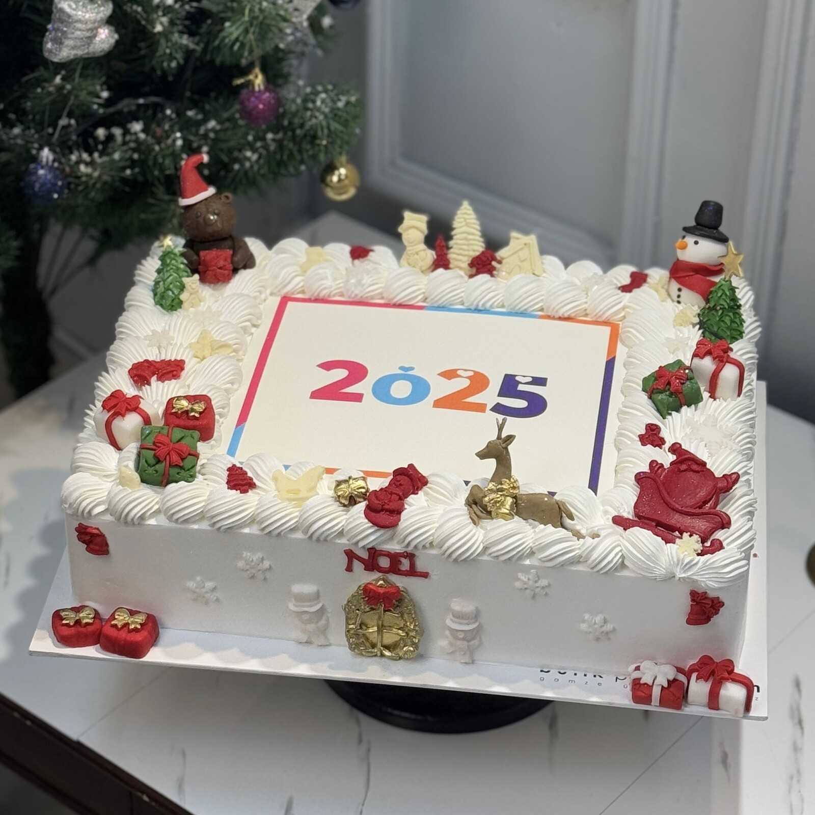 Dikdörtgen Resim Baskılı Yılbaşı Pastası