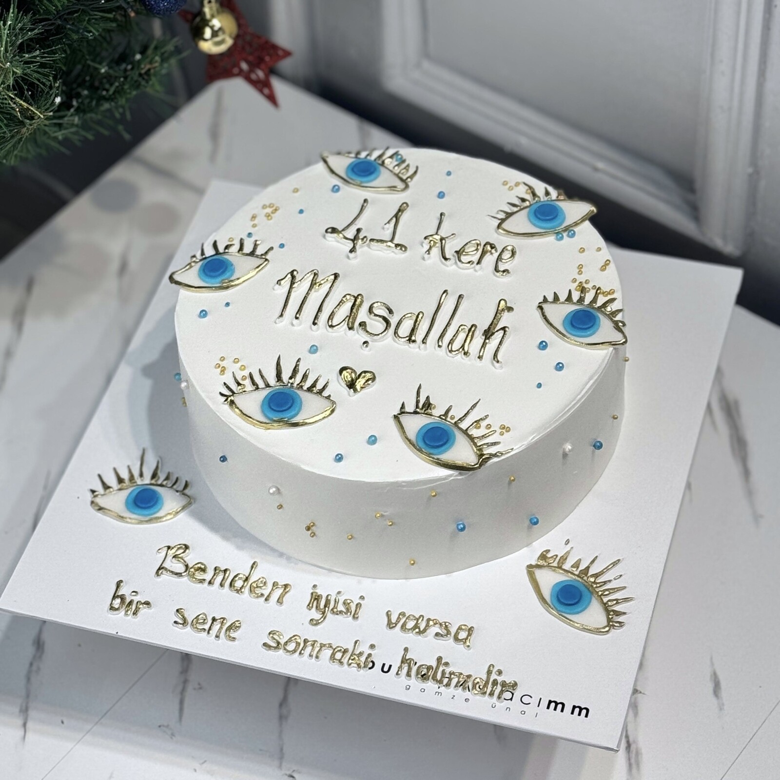 Göz Çizimli Nazar Pasta (41 Yaş Pastası)