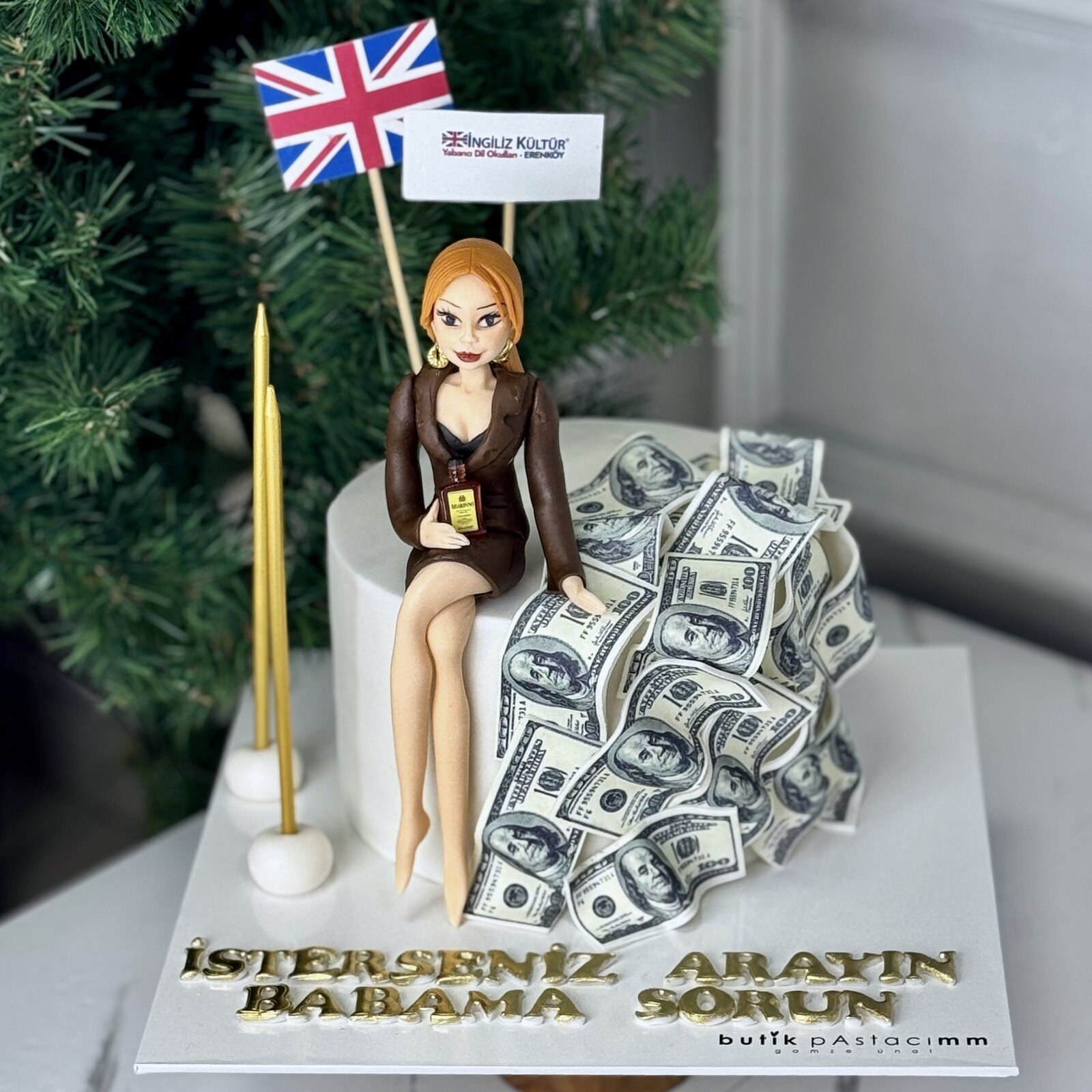 Kişiye Özel Para Dekorlu Pasta