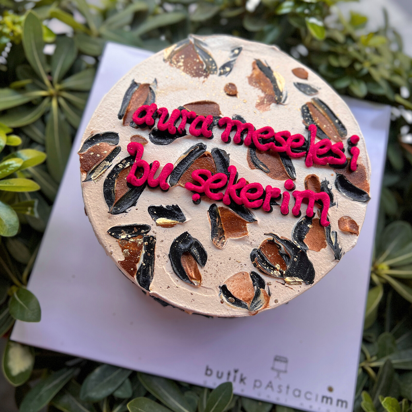 Leopar Konsept Yazılı Pasta