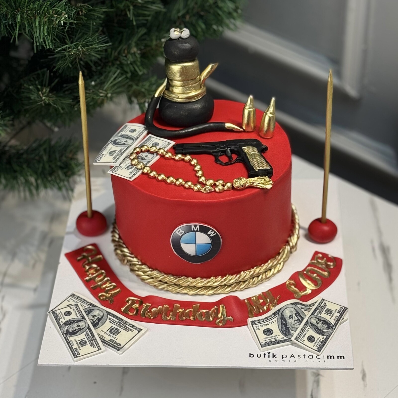 Nargile Tesbih Detaylı Erkek Pastası