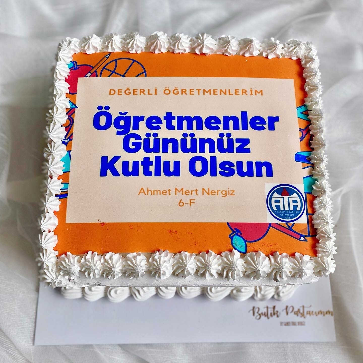 Öğretmenler Gününe Özel Resim Baskılı Pasta
