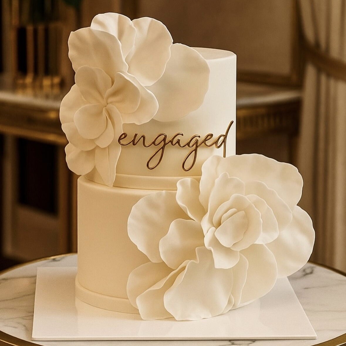 Özel Çiçek Dekorlu Nişan Pastası