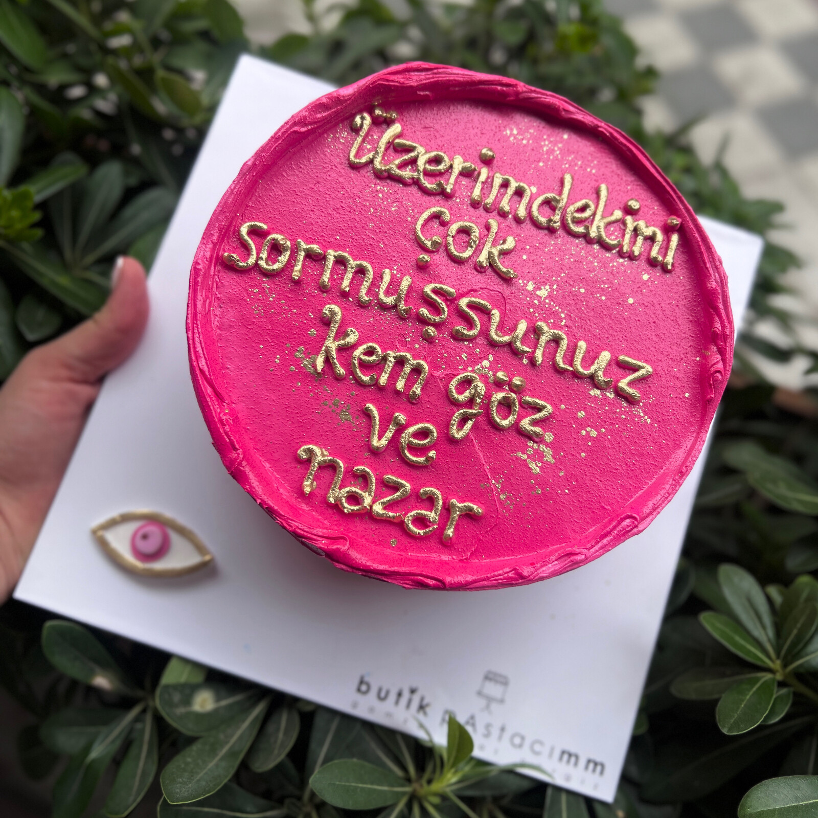 Pembe Gold Konsept  Yazılı Pasta