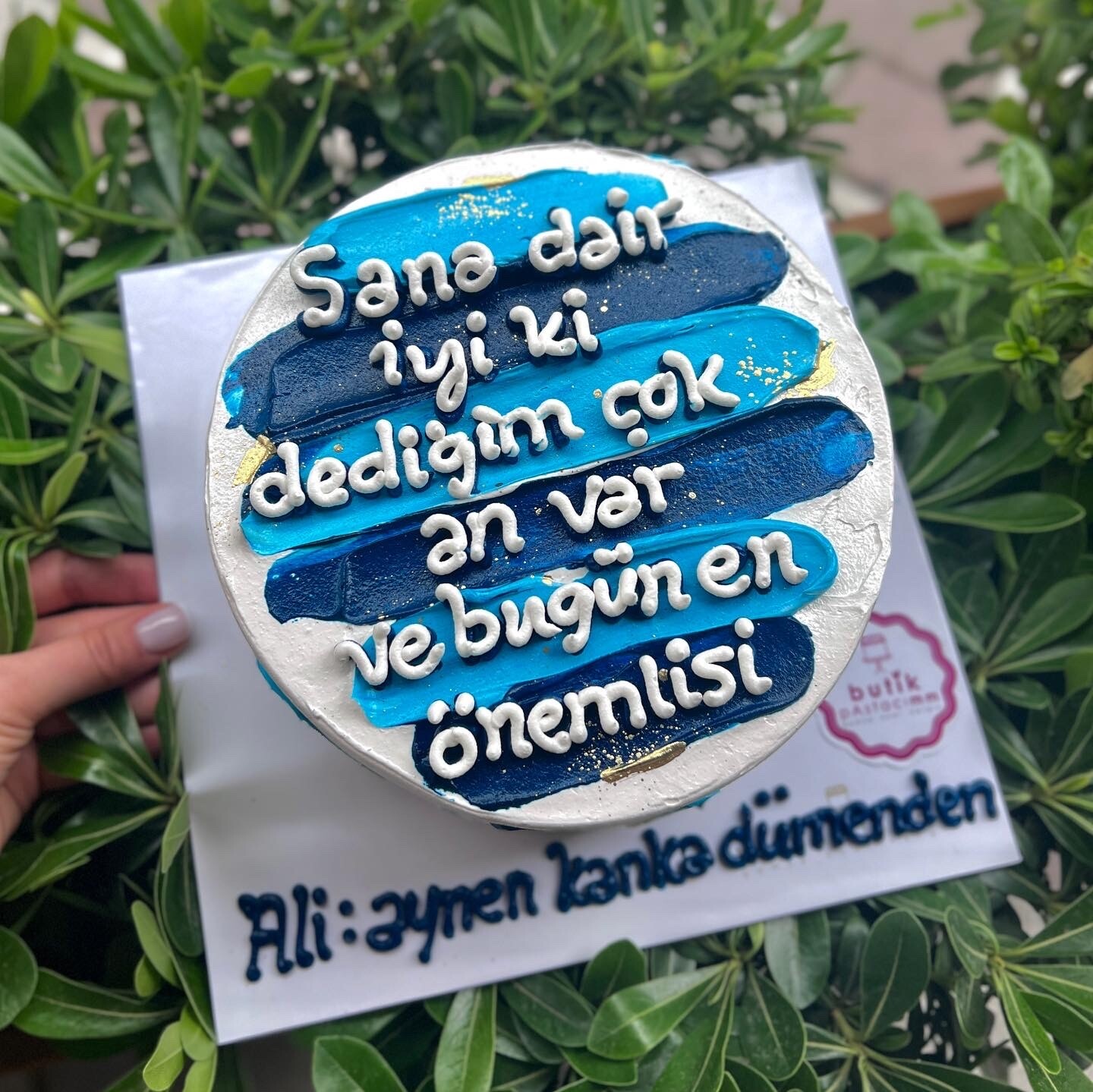 Romantik Temalı Yazılı Pasta