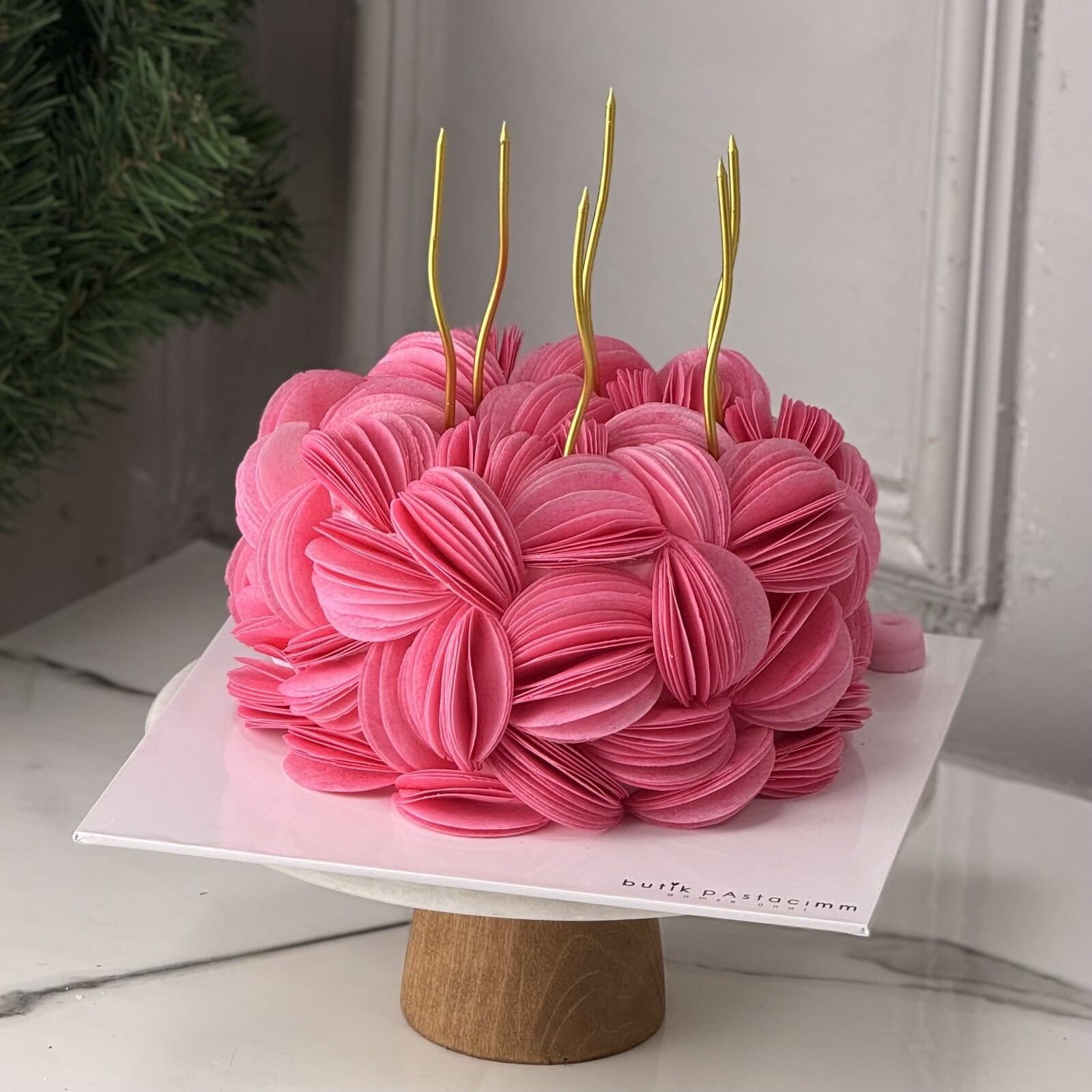 Wafer Paper Cake - Pembe