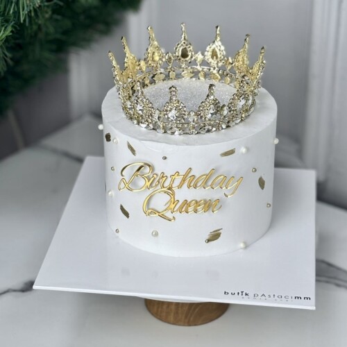 Birthday Queen Taçlı Pasta (Simli Pasta Üfleme)