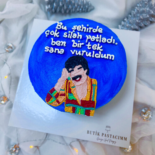  Çizimli Yazılı Pasta
