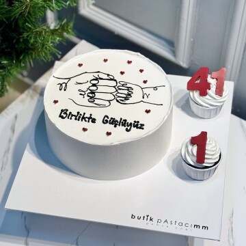 Baba Çocuk Çizimli Yazılı Pasta