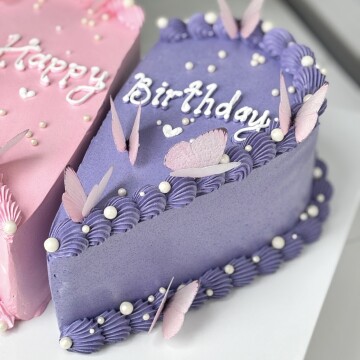 Çift Renkli Yarım Kalpli Pasta