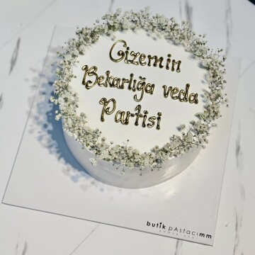 Cipso Çiçekli Gold Yazılı Pasta