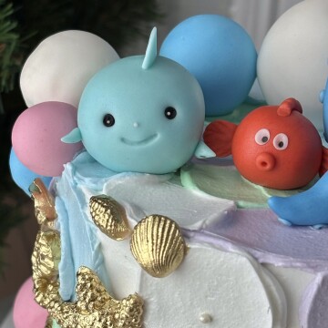 Deniz Canlıları Temalı Bir Yaş Çocuk Pastası