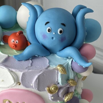 Deniz Canlıları Temalı Bir Yaş Çocuk Pastası