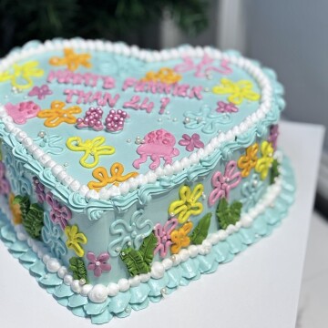 Deniz Temalı Özel Çizimli Mavi Retro Pasta