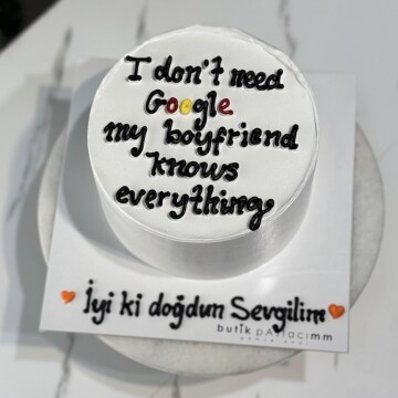 Düz Renk Yazılı Pasta