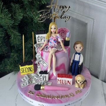 Havalı Anne Çocuk Figürlü Pasta