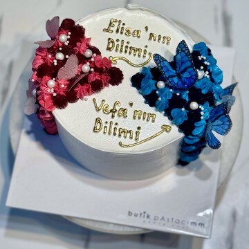 İki Dilimli Yazılı Pasta