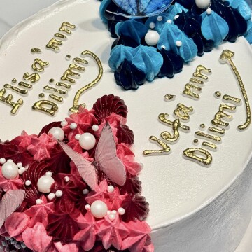 İki Dilimli Yazılı Pasta