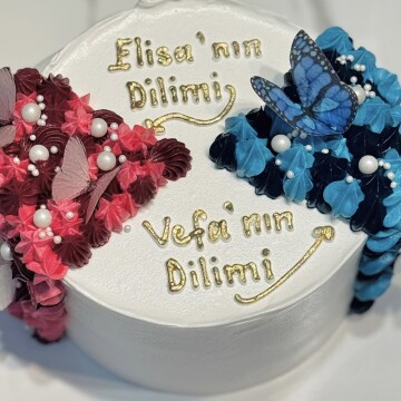 İki Dilimli Yazılı Pasta