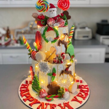 Işık Süslemeli Yılbaşı Pastası