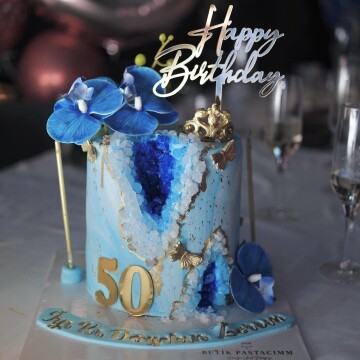 Mavi Ametist Taşlı Pasta