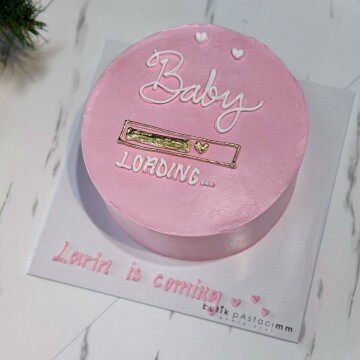 Pembe Yazılı Baby Shower Pastası