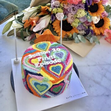 Renkli Nakış Yazılı Pasta