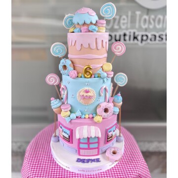 Renkli Temalı Çocuk Pastası