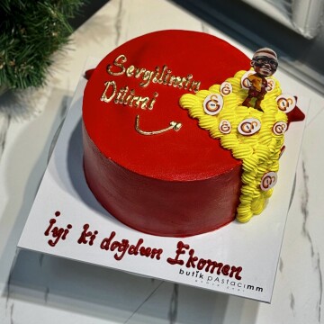 Taraftar Dilimli Yazılı Pasta (Galatasaray)