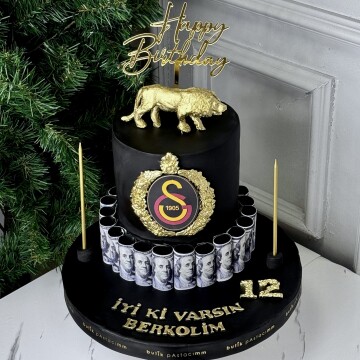 Taraftar Logolu Aslanlı Tasarım Pasta