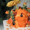 Trend Karışık Çiçekli Tasarım Pasta (Turuncu)